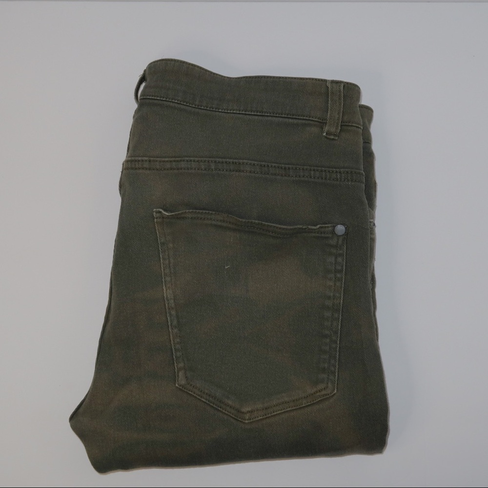 H&M Slightly Bleached Green Biker Skinny Jeans